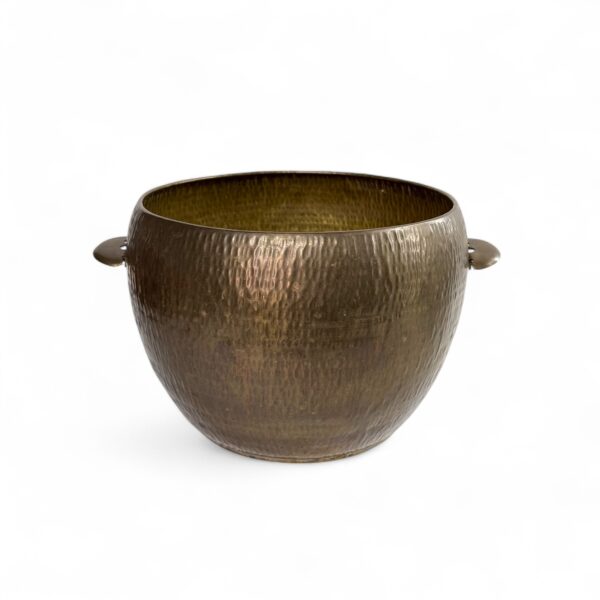 Large Hammered Brass Bowl w/ Handles