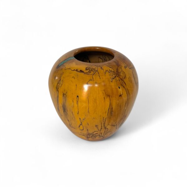 Wood Vase w/ Turquoise Detail
