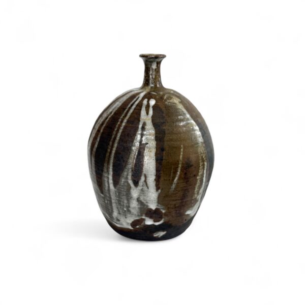 Studio Pottery Vessel w/ White Drip Glaze