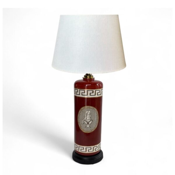 Large Red Greek Ceramic Lamp