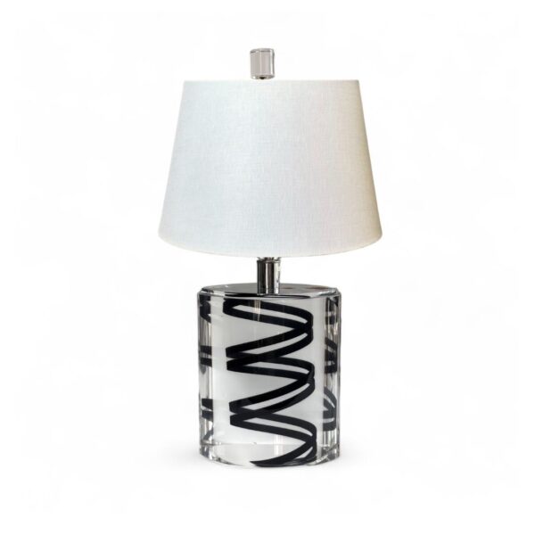Acrylic Table Lamp w/ Black Wave Detail