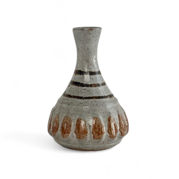 Small Rust Pottery Vessel w/ Brown Ring Detail