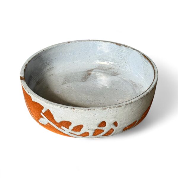 Red Clay & Pale Blue Drip Glaze Pottery Bowl