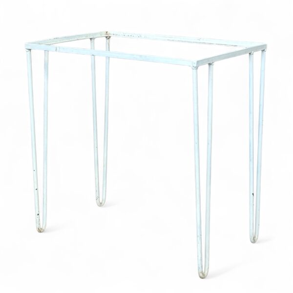 Glass-Top White Hairpin-Leg Side Table