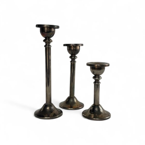 Set of 3 Silver Candleholders