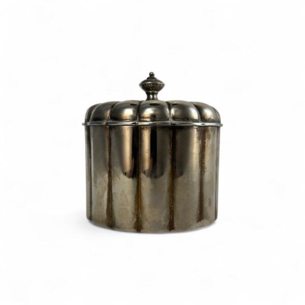 Ribbed Silver Plated Box w/ Finial Handle
